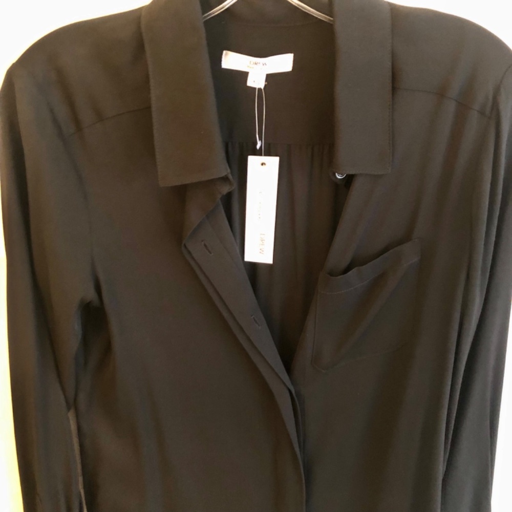 NWT, Black Silk Button Down Blouse - Picture 3 of 9